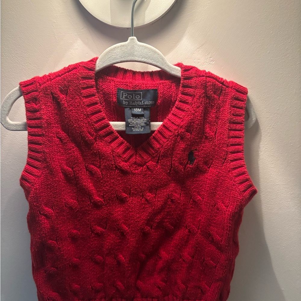 Polo by Ralph Lauren toddler’s 18 month V-Neck Red Sweater Vest